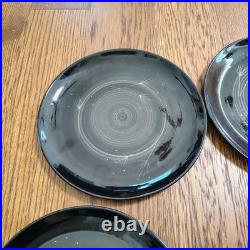 6 RARE MID Century MODERN ATOMIC VERNON WARE BLACK IMPERIAL DINNER PLATES Metlox