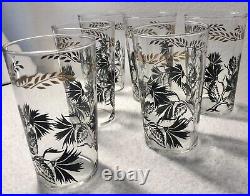 6- Rare Mid Century Modern Federal Glass Tumblers with Carrier