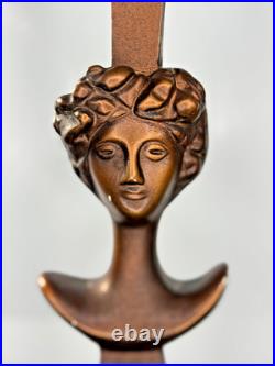 ALBERTO Giacometti Style Vtg Floor Lamp Patinated Bronze tête De Femme Rare