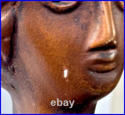 ALBERTO Giacometti Style Vtg Floor Lamp Patinated Bronze tête De Femme Rare