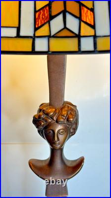 ALBERTO Giacometti Style Vtg Floor Lamp Patinated Bronze tête De Femme Rare