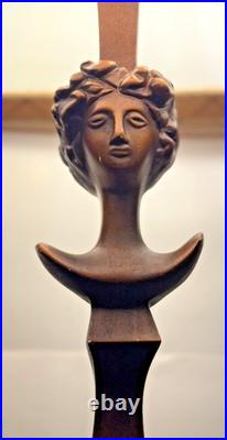 ALBERTO Giacometti Style Vtg Floor Lamp Patinated Bronze tête De Femme Rare