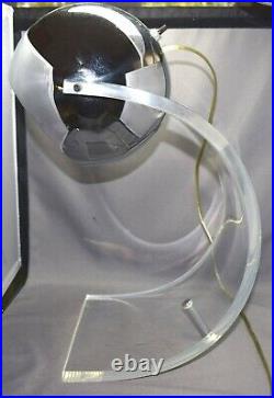 AWESOME Curved Lucite & Chrome Mid-Century Modern Sonneman Table Lamp! RARE