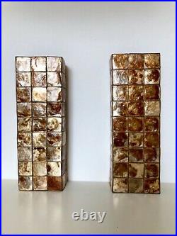 A Pair Of Rare Large Wall Sconces Mother of Pearl Mid Century Modern 1960s