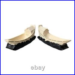 Alexander Backer Chalkware Asian Junk Boat TV Lamps Pair MCM Vintage Rare