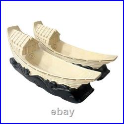 Alexander Backer Chalkware Asian Junk Boat TV Lamps Pair MCM Vintage Rare