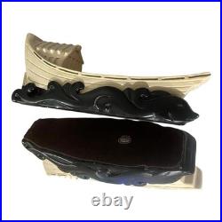 Alexander Backer Chalkware Asian Junk Boat TV Lamps Pair MCM Vintage Rare