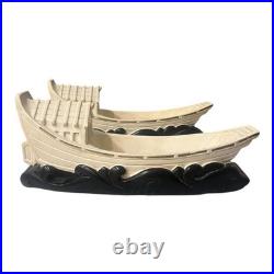 Alexander Backer Chalkware Asian Junk Boat TV Lamps Pair MCM Vintage Rare