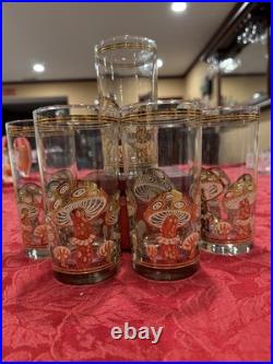 Amazing Culver 22k Gold Mushroom Highball Glasses Set/5 MCM Vintage Signed Rare