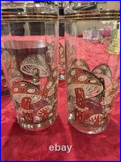 Amazing Culver 22k Gold Mushroom Highball Glasses Set/5 MCM Vintage Signed Rare