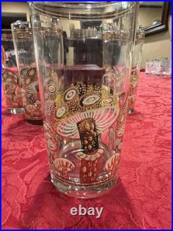 Amazing Culver 22k Gold Mushroom Highball Glasses Set/5 MCM Vintage Signed Rare