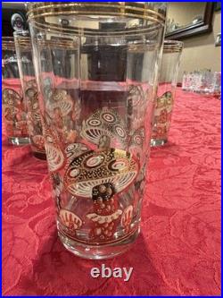 Amazing Culver 22k Gold Mushroom Highball Glasses Set/5 MCM Vintage Signed Rare