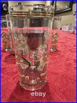 Amazing Culver 22k Gold Mushroom Highball Glasses Set/5 MCM Vintage Signed Rare
