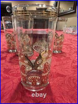 Amazing Culver 22k Gold Mushroom Highball Glasses Set/5 MCM Vintage Signed Rare Amazing Culver 22k Gold Mushroom Highball Glasses Set/5 MCM Vintage Signed Rare