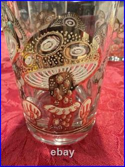 Amazing Culver 22k Gold Mushroom Highball Glasses Set/5 MCM Vintage Signed Rare