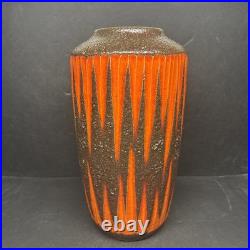 Amazing Scheurich Zig Zag Fat Lava vase West Germany 60's Very Tall 15 RARE MCM