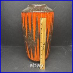 Amazing Scheurich Zig Zag Fat Lava vase West Germany 60's Very Tall 15 RARE MCM