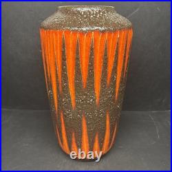 Amazing Scheurich Zig Zag Fat Lava vase West Germany 60's Very Tall 15 RARE MCM