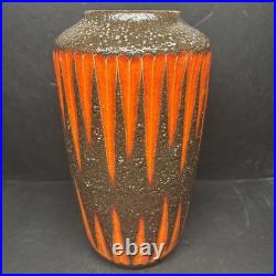 Amazing Scheurich Zig Zag Fat Lava vase West Germany 60's Very Tall 15 RARE MCM