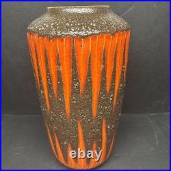 Amazing Scheurich Zig Zag Fat Lava vase West Germany 60's Very Tall 15 RARE MCM
