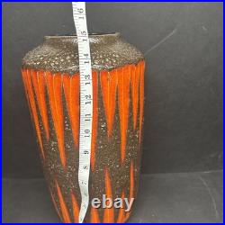 Amazing Scheurich Zig Zag Fat Lava vase West Germany 60's Very Tall 15 RARE MCM
