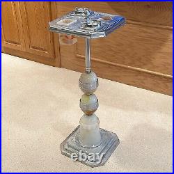 Antique 1930's Art Deco Mid Century Modern 31 Glass Ashtray Smoking Stand RARE
