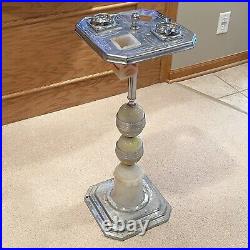 Antique 1930's Art Deco Mid Century Modern 31 Glass Ashtray Smoking Stand RARE