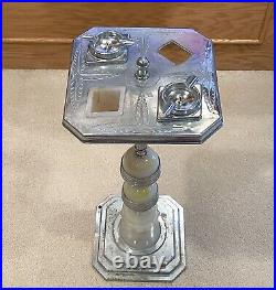 Antique 1930's Art Deco Mid Century Modern 31 Glass Ashtray Smoking Stand RARE