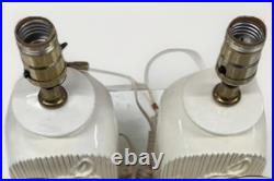 Antique MCM VTG Kingsbridge Daffodil Sculpted White TableLamps Cottage Core Rare