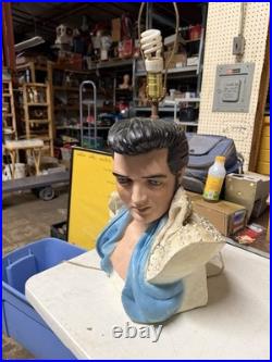 Antique Mid-Century Modern Elvis 20 Bust Chalkware Rare Rock Roll