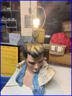 Antique Mid-Century Modern Elvis 20 Bust Chalkware Rare Rock Roll