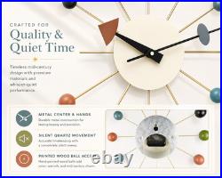 Archival 13 Mid-century Ball Wall Clock Rare Atomic Starburst Design