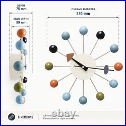 Archival 13 Mid-century Ball Wall Clock Rare Atomic Starburst Design