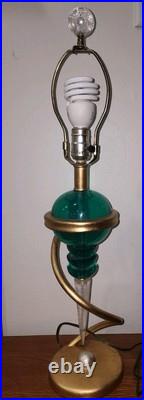 Atomic Space Age Brass and Lucite Orb Table Lamp Vintage Mid Century Modern RARE