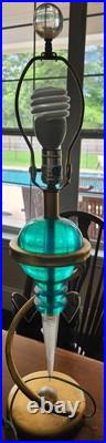 Atomic Space Age Brass and Lucite Orb Table Lamp Vintage Mid Century Modern RARE