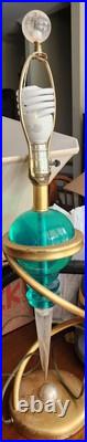 Atomic Space Age Brass and Lucite Orb Table Lamp Vintage Mid Century Modern RARE