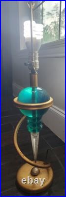 Atomic Space Age Brass and Lucite Orb Table Lamp Vintage Mid Century Modern RARE