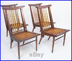Authentic George Nakashima Sundra for Widdicomb Set of 4 Chairs Rare Walnut