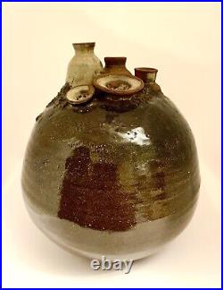 BEAUTIFUL BROWN RARE 60s-70S SIGNED MID CENTURY MODERN 5 SPOUT WEED POT BEAUTIFUL BROWN RARE 60s-70S SIGNED MID CENTURY MODERN 5 SPOUT WEED POT