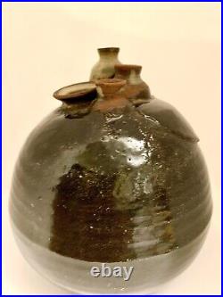 BEAUTIFUL BROWN RARE 60s-70S SIGNED MID CENTURY MODERN 5 SPOUT WEED POT