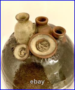BEAUTIFUL BROWN RARE 60s-70S SIGNED MID CENTURY MODERN 5 SPOUT WEED POT