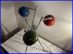 BEAUTIFUL rare vintage MCM lamp, multicolor 3-orb eyeball Sonnemon lamp BEAUTIFUL rare vintage MCM lamp, multicolor 3-orb eyeball Sonnemon lamp