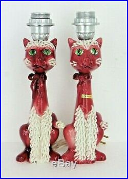 Beautiful Rare Pair Vintage Mid Century Spaghetti Cat Lamps Made In Italy