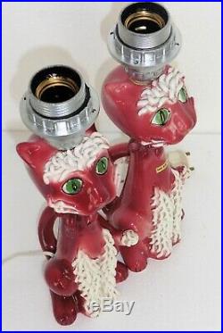 Beautiful Rare Pair Vintage Mid Century Spaghetti Cat Lamps Made In Italy