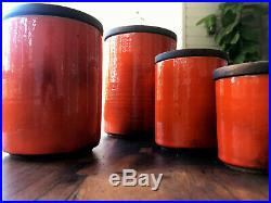 Bitossi Vintage Signed Ceramic Canisters RARE Italian pottery