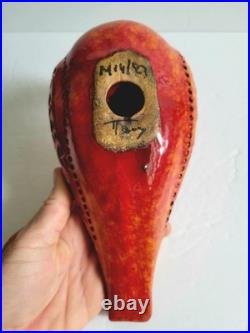 Bitossi Vtg MCM Aldo Londi Italian Pottery 1960s Orange Red Bird 8.5 RARE 60s
