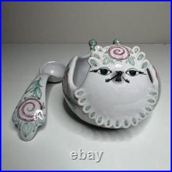 Bjørn Wiinblad Denmark Bird Punch Bowl with Spoon S3 No. 86 Hand Painted RARE