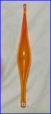 Blenko 6212L Tangerine Orange Wayne Husted Flame Stopper Footed Decanter Rare