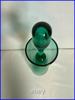Blenko Art Glass Decanter Wayne Husted 564 Sea Green WithStopper 18 MCM RARE