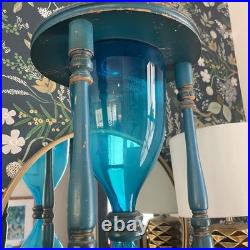 Blenko Hourglass 24 Rare Blue Glass Mid Century Modern Collector Statement